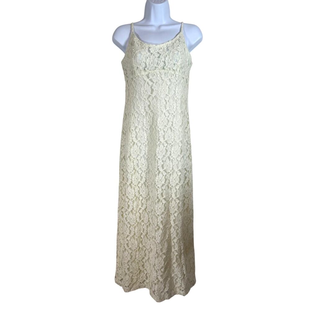 Ventilo Chemise Blanche Lace Maxi Dress Vintage Womens Sz 38 Made in France